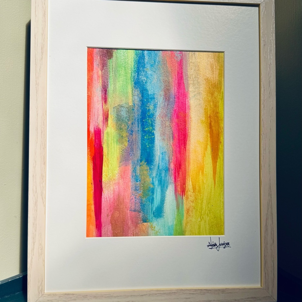 Original Nina Juniper Art “The Umbrella Formal” 10x13 Frame Colorful Art - Picture 3 of 9